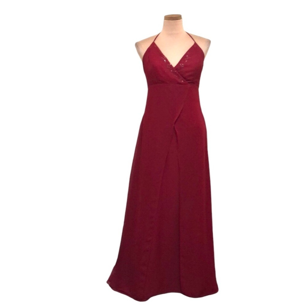 Eden Bridal Maids Dress Size 6 Burgundy Red Beaded Gown